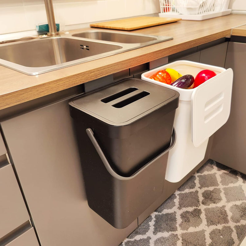 Under Sink Trash Can,Kitchen Compost Bin, Diaper Pail, 3.2 Gallon/12L Hanging Ga