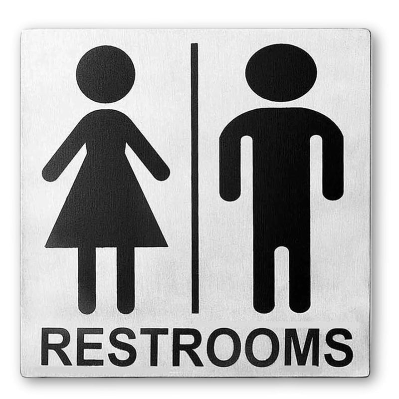 Products B12 Stainless Steel Sign, Man And Woman Symbols Only, Restrooms, 5" X