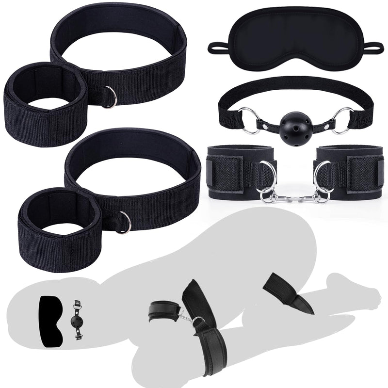 Bdsm Bondage Restraints Couples Sex Toys, Sex Toys Wrist To Thigh Ankle Cuffs Bdsm Kit Removable, Bdsm Toys Ball Gag Blindfold Sex Restraints, Adult Sex Toy For Women Couple