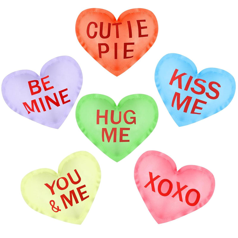 12 Pcs Valentine'S Day Conversation Hearts Stuffed Fabric Hearts Rustic Colorf