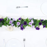 2 Pack Artificial Flower Garlands 15.8FT Fake Rose Vines Silk Flowers Hanging Rose Ivy for Wedding Arch Party Home Garden Wall Decor (Purple)