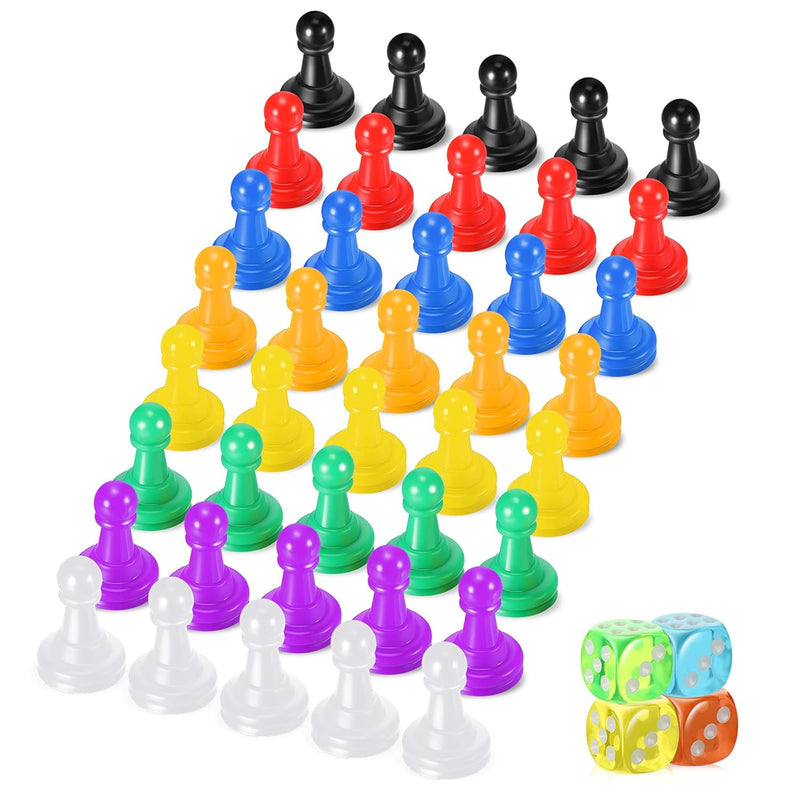 Zhanmai 40 Pieces Multicolored Plastic Chess Pawn Pieces for Board Games an