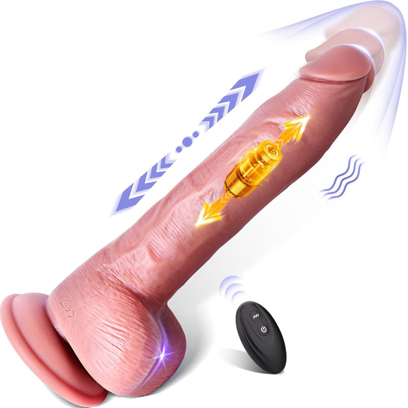 Dildos Thrusting Dildo For Women - Vibrator Sex Toy, 9 Inch Dildo, Consoladores, Strong Suction Cup Dildo With Remote,Thrusting Vibrator Anal Thick Silicone Dildo For Men, Juguetes Sexuales