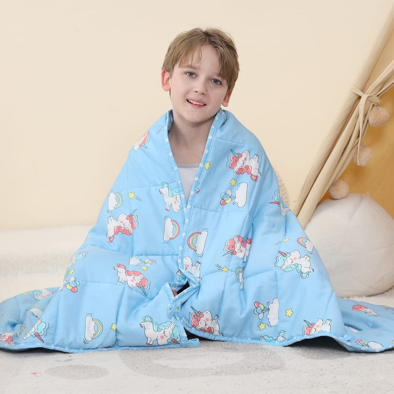 Weighted Blanket (41"X60" 7Lbs, Blue), Weighted Blankets For Kids, Cooling Bre