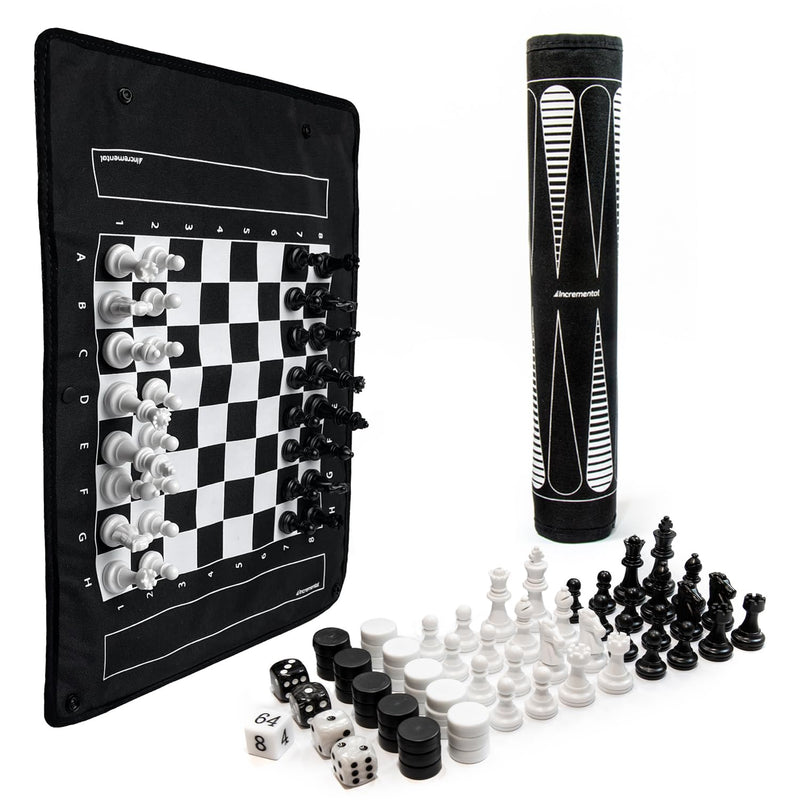Magboard By 3 In 1 Roll Up Magnetic Travel Games: Chess, Checkers, Backgamm
