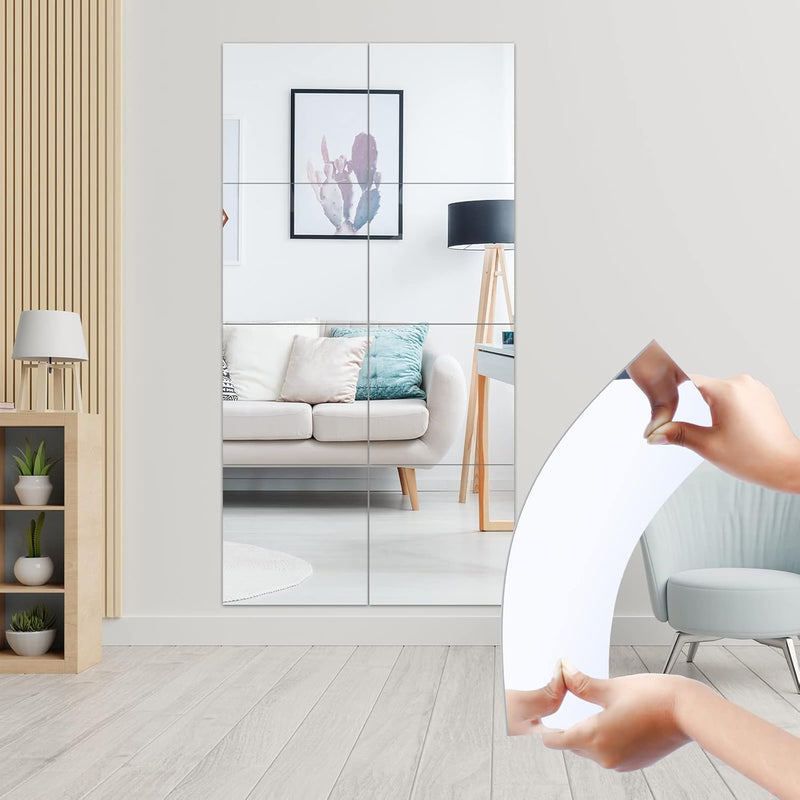 Full Length Mirror Wall Stickers 12 X 12 In Acrylic Mirror Tile Sticky Mirrors