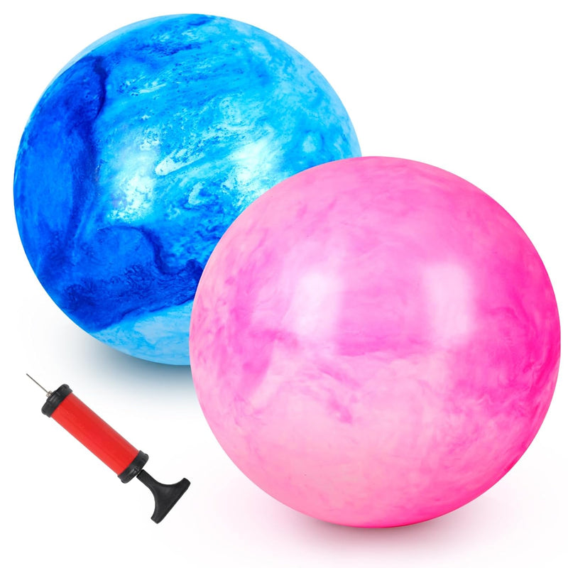 2Pcs Bouncing Ball For Kids, 8.7Inch Marbleized Bouncy Balls Rubber Inflata