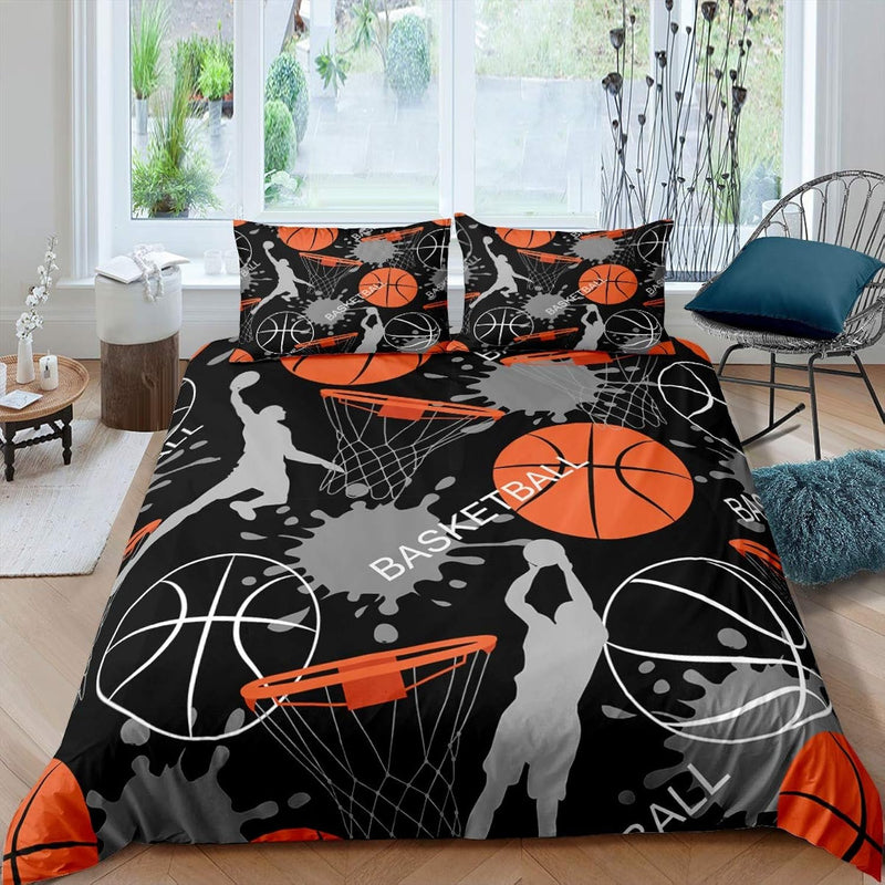 Kids Basketball Bedding Set Cool Sport Theme Comforter Cover Set For Boys Teen