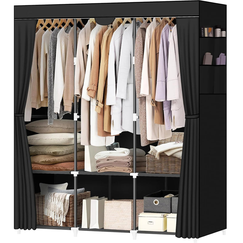 Portable Closet, Portable Closets For Hanging Clothes With 3 Hanging Rods And 6