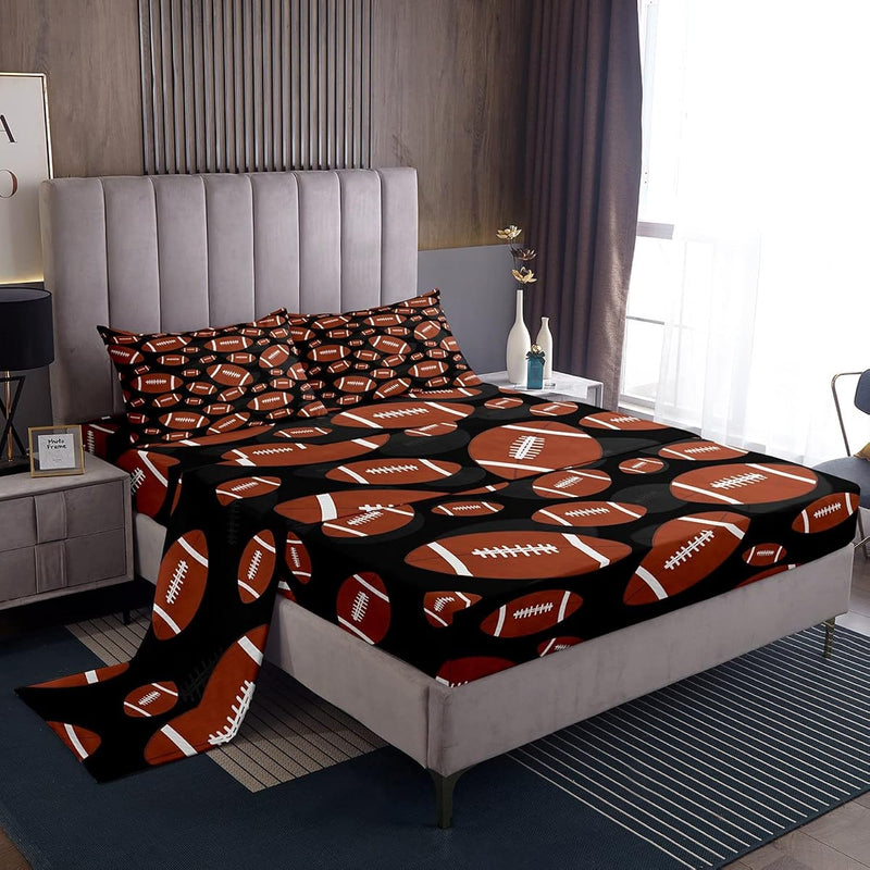 Football Bed Sheets Sports Theme Bed Sheet Set For Kids Boys Girls Rugby Game