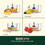 Food Processor, Mini-Prep 3 Cup, 24 oz, Brushed Chrome and Nickel