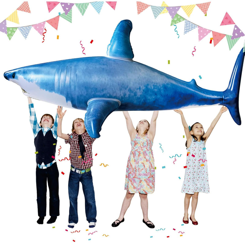 Extra Large Inflatable Shark Pool Toy,79Inch Shark Pool Birthday Party Deco
