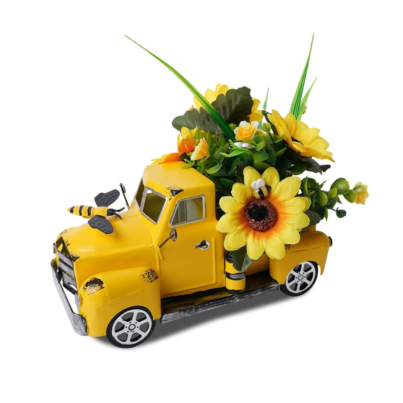 Metal Truck Decor With Sunflowers,Honey Bee Decor,Fall Table Decor For Home Fa
