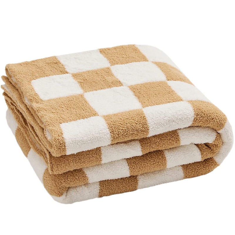 Throw Blankets Barefoot Checkerboard Gingham Warm Cozy Microfiber Reversible F
