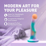 Blush Avant Opal Dreams 6" Curved Dildo For G- & P-Spot - Deep Elegant Pleasure Stimulation Ultrasilk Silicone Cock - Suction Cup, Strap-On - Adult Sex Toy Penis For Women, Men & Couples - (Aqua Blue)
