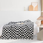 Throw Blankets Flannel Blanket With Checkerboard Grid Pattern Soft Throw Blanket For Couch, Bed, Sofa Luxurious Warm And Cozy For All Seasons (Black, 51"X63")