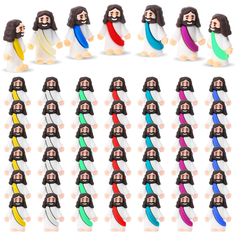 Sumind 50 Pcs Jesus Toys Original Design Mini Rubber Little Jesus Figurine
