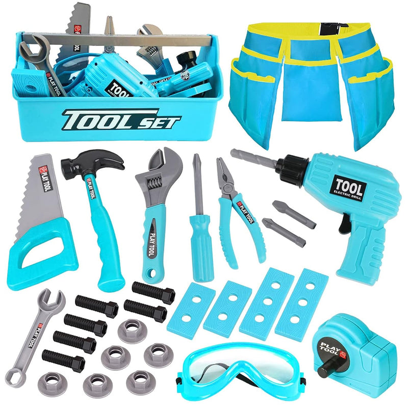 Kids Toys Tool Set Pretend Play Construction Toy With Tool Box Kids Tool Belt