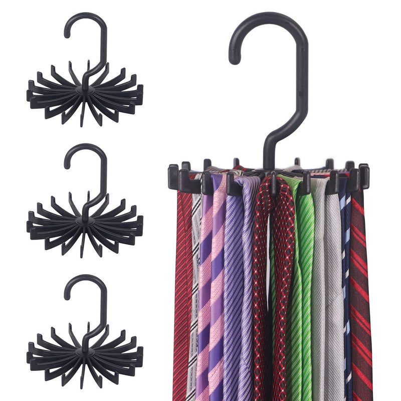 4 Pack Tie Rack Hanger Holder Hooks Organizer For Mens, 360 Degree Rotating Tie