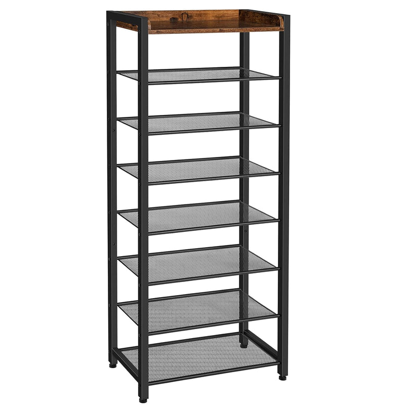 8 Tier Shoe Rack, Narrow Shoe Storage Organizer With 7 Metal Shelves, Saving Spa
