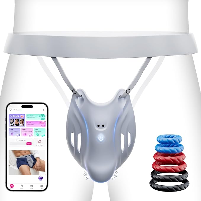 Wearable Male Vibrator with 9 Vibration Modes, App Control & Silicone Rings