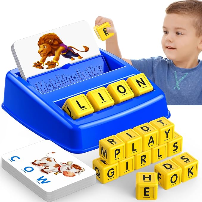 Letter Matching Game for Kids Ages 3-8 with Word Building Cards