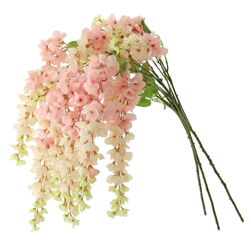 Dailisen 3 Strands 40'' Silk Blush Wisteria Artificial Flowers, Fake Wisteria