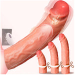 Vibrating Penis Sleeve, Trim-To-Fit Liquid Silicone Realistic Cock Sleeve Ring, Couples Male Adult Sex Toys For Men Women,Remote Control Penis Extender Enlarger Dildo Vibrator,Girth Enhancer Extension
