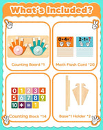 Montessori Number Counting Blocks Toy with Math Cards for Kids Ages 3-6