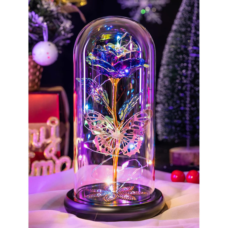 Womens Gifts For Christmas Galaxy Glass Rose Flower Forever Eternal Crystal Li