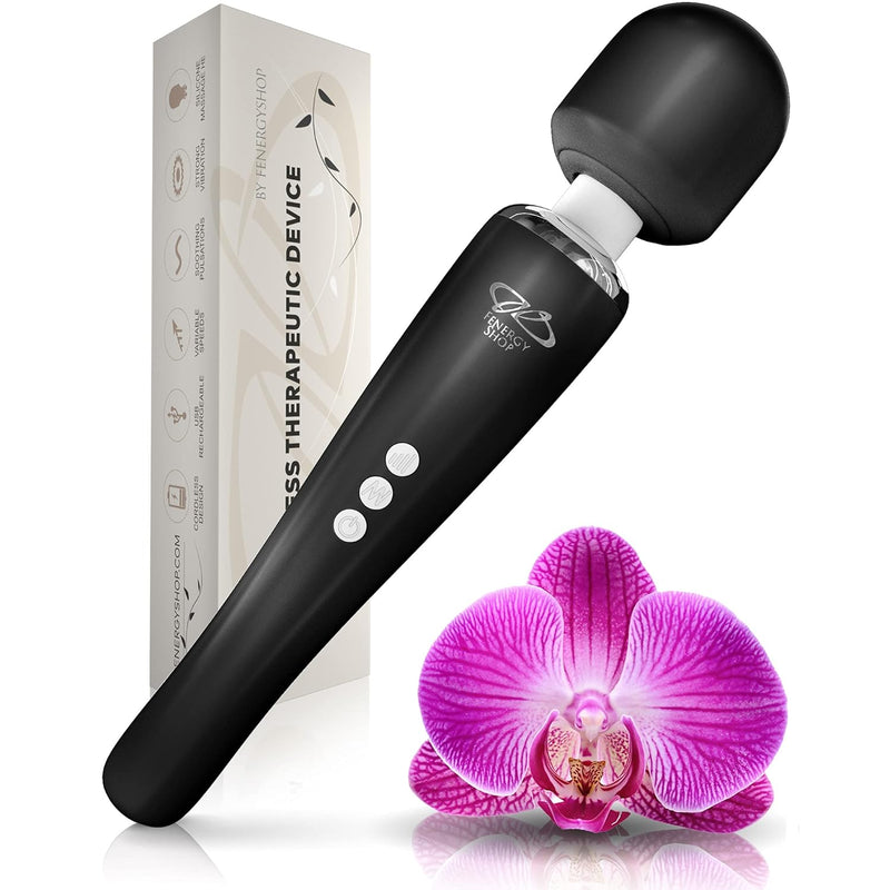 Therapeutic Personal Massager - Handheld Cordless And Powerful - 8 Speeds 20 Pulsating Patterns - Instant Full Body Magic Recovery Effect - Usb Rechargeable - Black