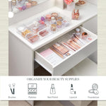 SimpleSort 18-Piece Stackable Clear Drawer Organizer Set | Multi-size Trays | Makeup Vanity Storage Bins and Office Desk Drawer Dividers