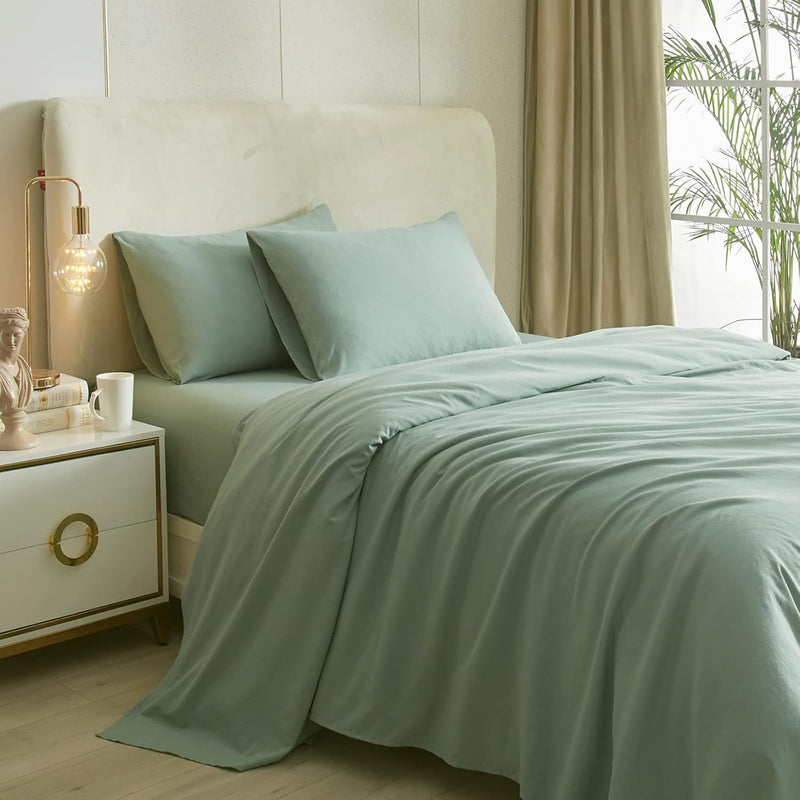 Full Size Sheet Sets Sage Green - 4 Piece Bed Sheets And Pillowcase Set For Fu