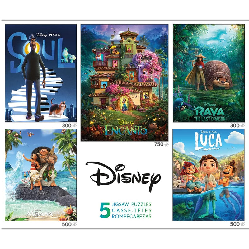 Ceaco - 5 in 1 Multipack – Disney Movie Posters – Encanto, Moana, Luca, Sou