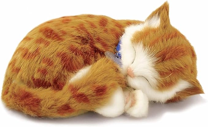 Original Petzzz Orange Tabby Cat, Realistic Lifelike Stuffed Interactive Pet Toy, Companion Pet with 100% Handcrafted Synthetic Fur