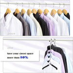 Saving Clothes Hanger 2 Packs Swing Arm Non Slip Padded Coat Hanger 5 Layers Heavy Duty Stainless Steel Sweater Shirt Hanger Closet Storage Organizer