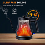 Electric Gooseneck Kettle Ultra Fast Boiling Hot Water Kettle 100% Stainless Steel for Pour-over Coffee & Tea, Leak-Proof Design, Auto Shutoff Anti-dry Protection, 1200W-0.8L, Matte Black