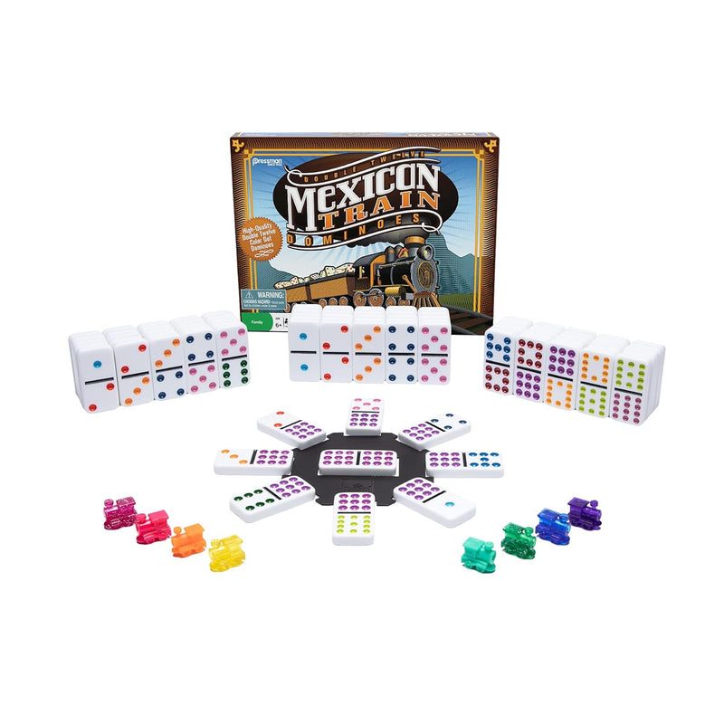 Mexican Train Dominoes - Beautiful Color Dot Double 12 Dominoes Set - Inclu
