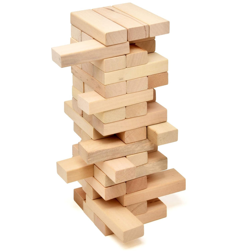 Timber Tower Wood Block Stacking Game, 48 Piece Classic Wooden Blocks For B