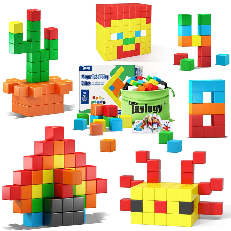 48Pcs Magnetic Blocks For Toddlers Toys, Large Magnetic Cube Toys For Sensory