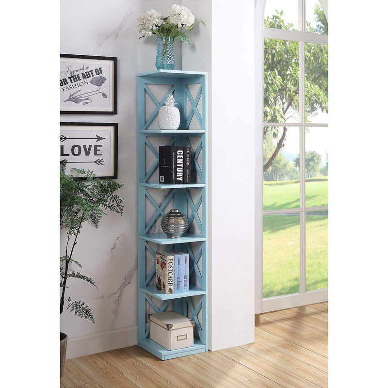 Oxford 5 Tier Corner Bookcase, Sea Foam