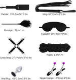12-Piece BDSM Bondage Set – Restraints, Blindfold, Gag, Paddle & More (Black)