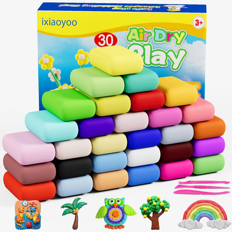 30 Colors Air Dry Clay Modeling Compound for Kids and Beginners