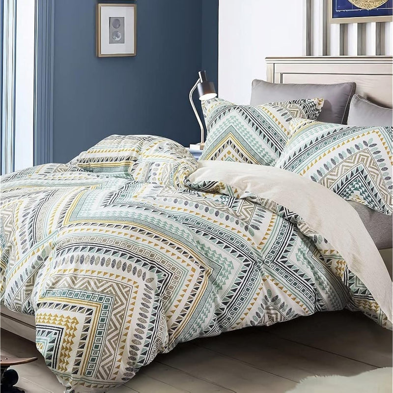 Comforter King Size, 600 Thread Count Cotton Golden & Blue Bohemian Pattern Pr