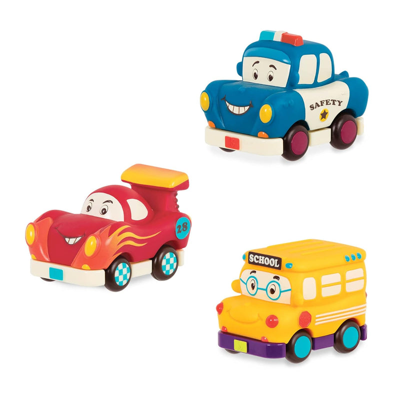 Mini Wheeee Ls! 3 Pc Mini Pull Back Vehicles Set, Bus & Cars, Multi, Hot Ro