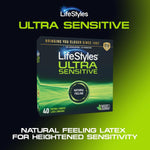 Ultra Sensitive Premium Lubricated Natural Latex Condoms, 36 Count, 1 Pack, Triple Tested For Best Protection, Made With Ultraglide Silicone Lube
