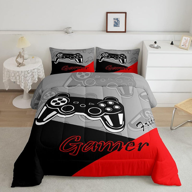 Gamer Comforter Set For Boys Teens Gaming Bedding Set Video Game Contoller Hom
