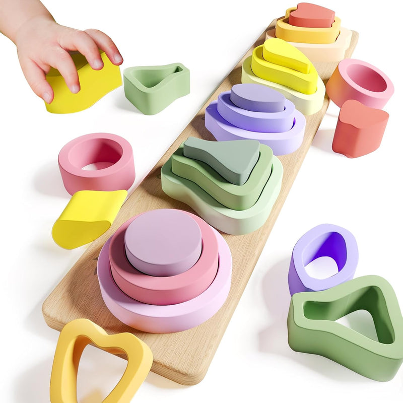 Montessori Toys For 1 2 3 Year Old Boys Girls Wooden Sorting & Stacking Toy