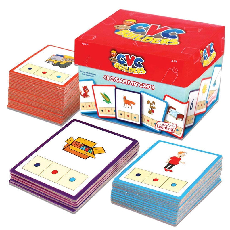 Junior Learning: CVC Word Builders, 48 CVC Activity Cards, Phonemic Awarene