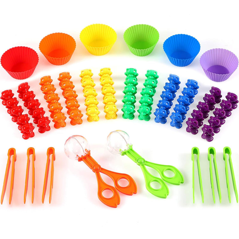 74 Pieces Counting Sorting Bears Fine Motor Skills Handy Scoopers Set inclu